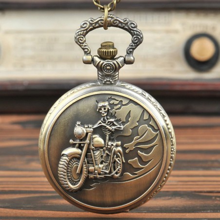 Vreckové hodinky kostlivec na motorke
