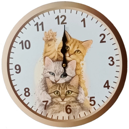 Nástenné hodiny tri roztomilé mačiatka