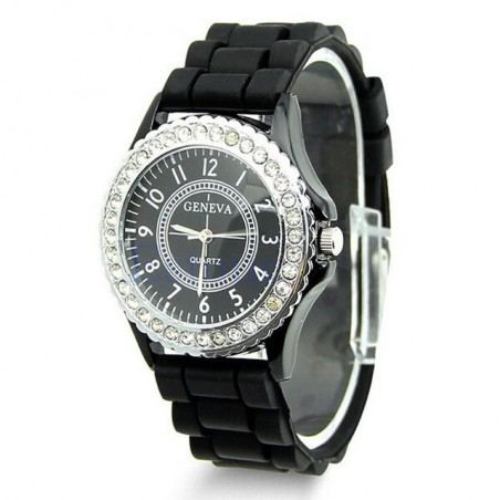 Dámske náramkové hodinky Geneva Diamonds čierne